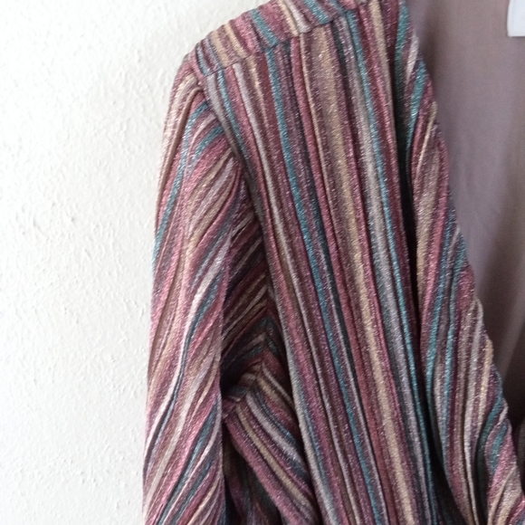 ELLIATT Layla Multi Stripe Long Sleeve Dress | Mini Wrap Look | No  Belt | M - Picture 5 of 10